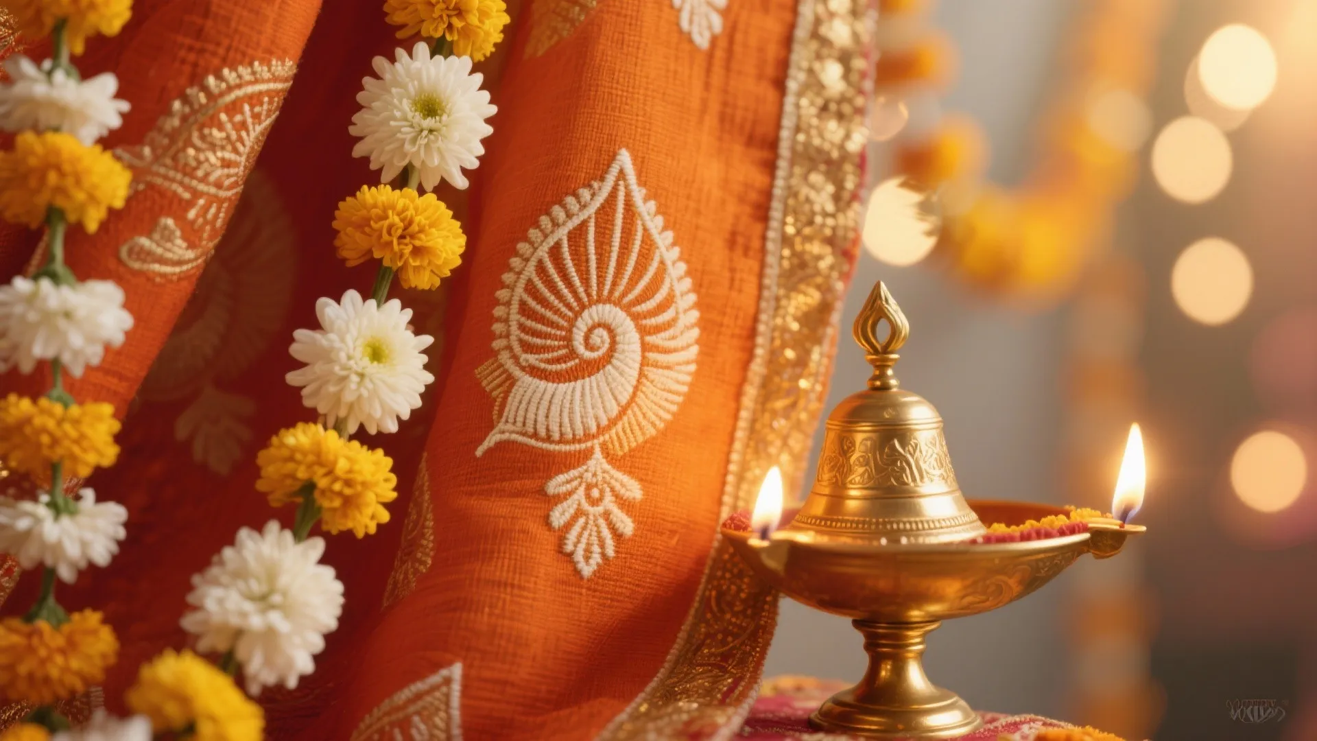 Festive Backdrops: Fabric, Flowers, and Symbols