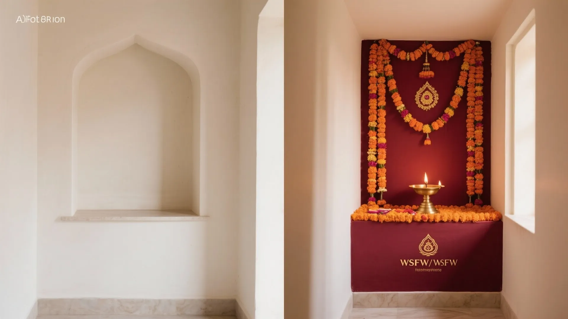 Deep Saffron or Maroon Feature Wall