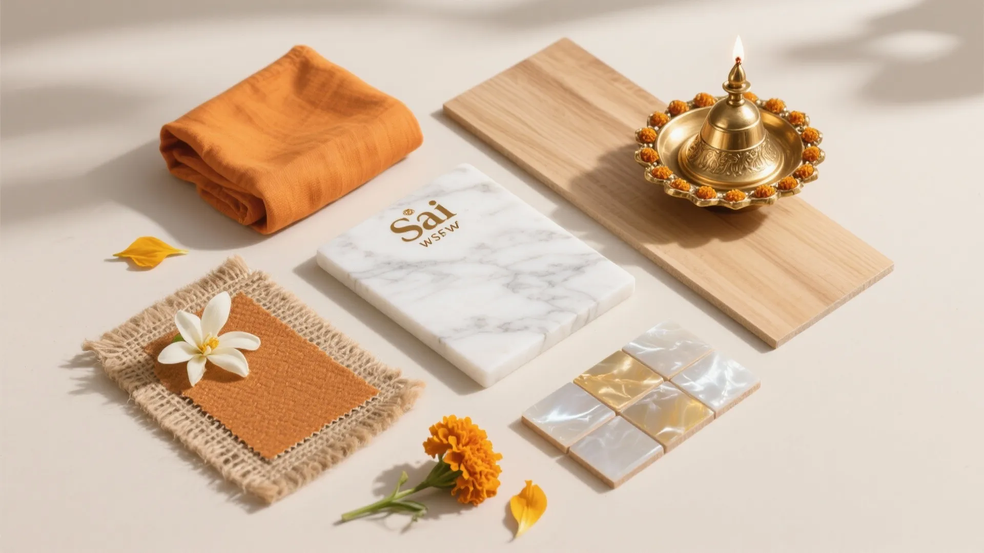 Color and Materials that Honor Sai Baba: Saffron, White, Brass, and Wood