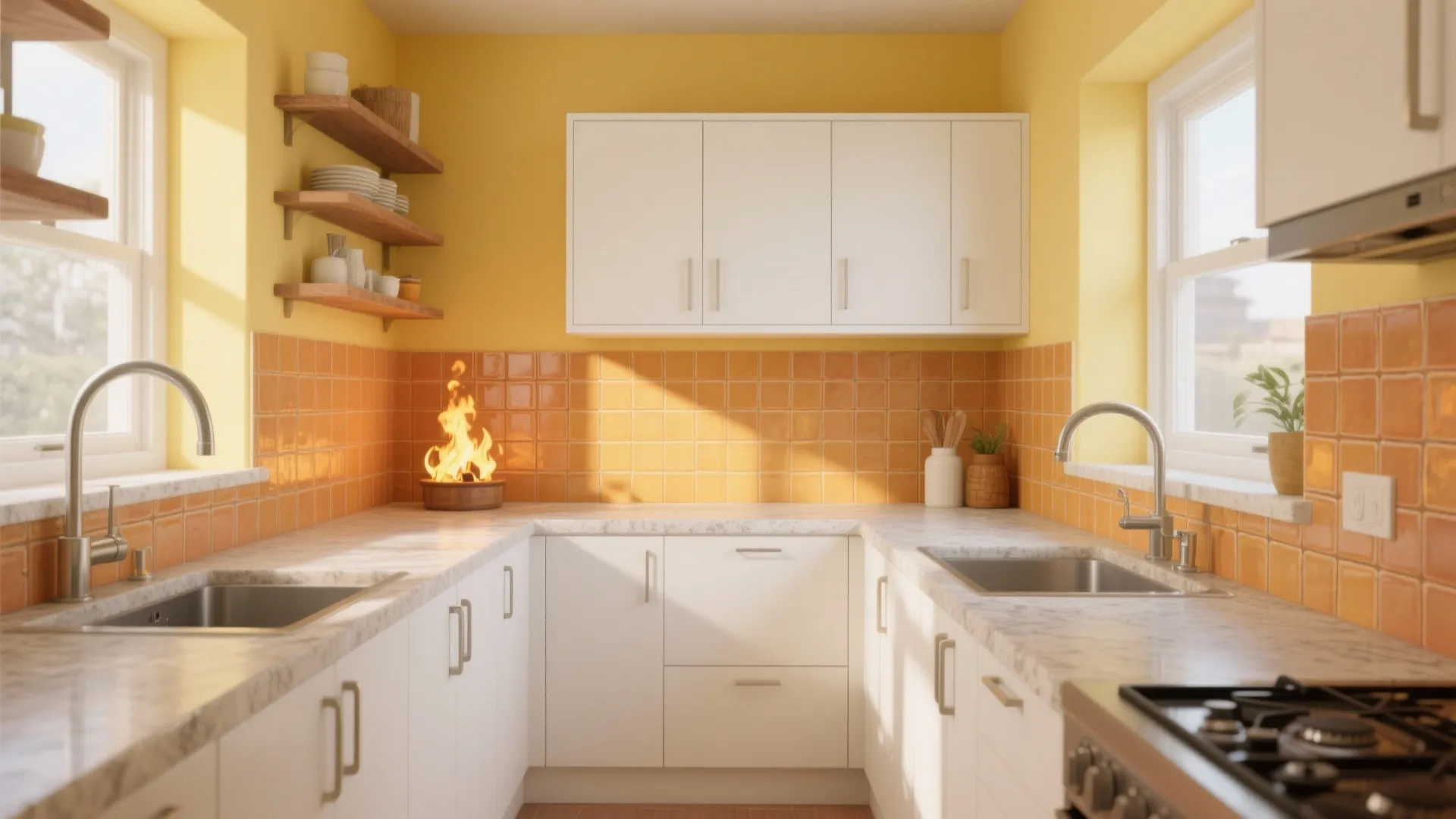 Warm Saffron and Yellow in the Kitchen (South-East Fire Element)