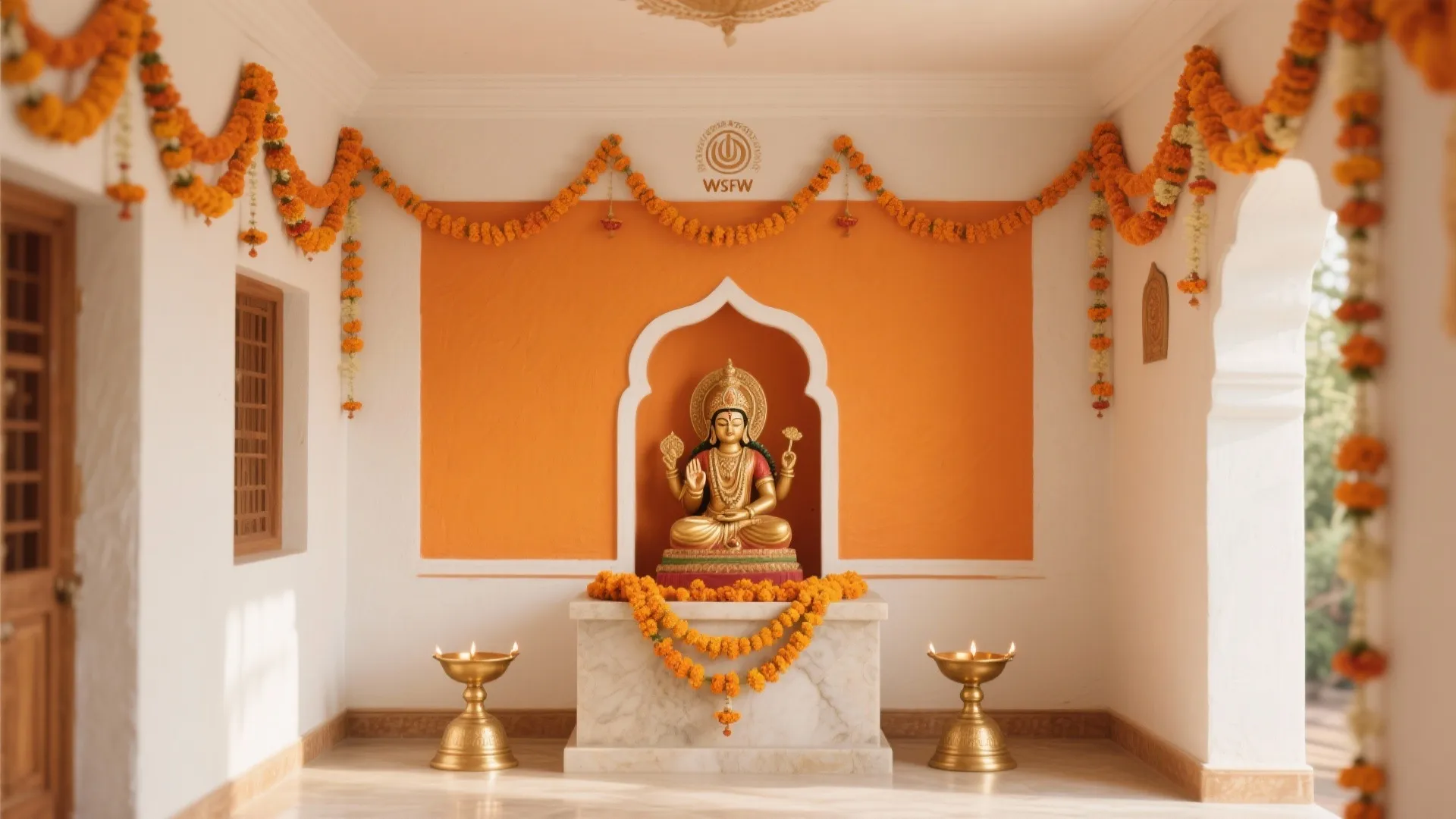 Saffron Accent Wall with Marigold Highlights