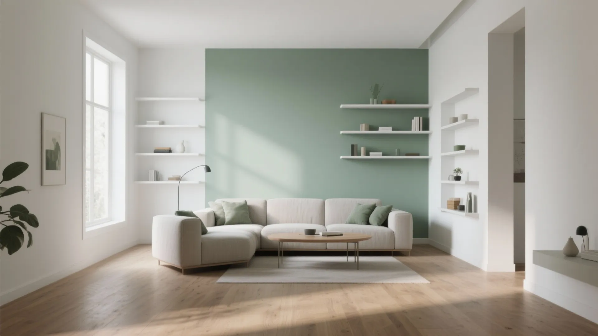 1. Minimalist Green Accent Wall