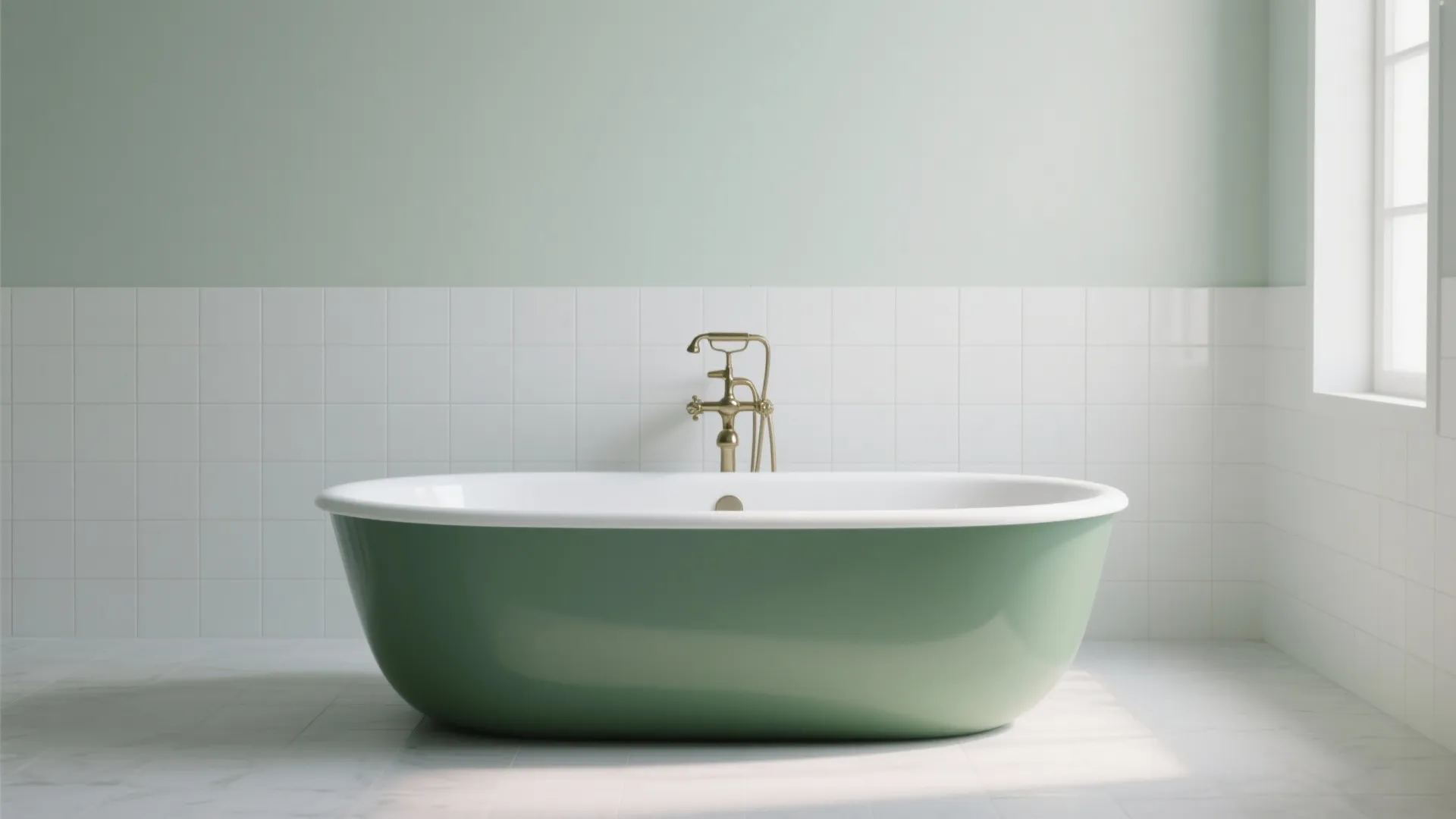 9. Sage Bathtub Exterior & White Interior