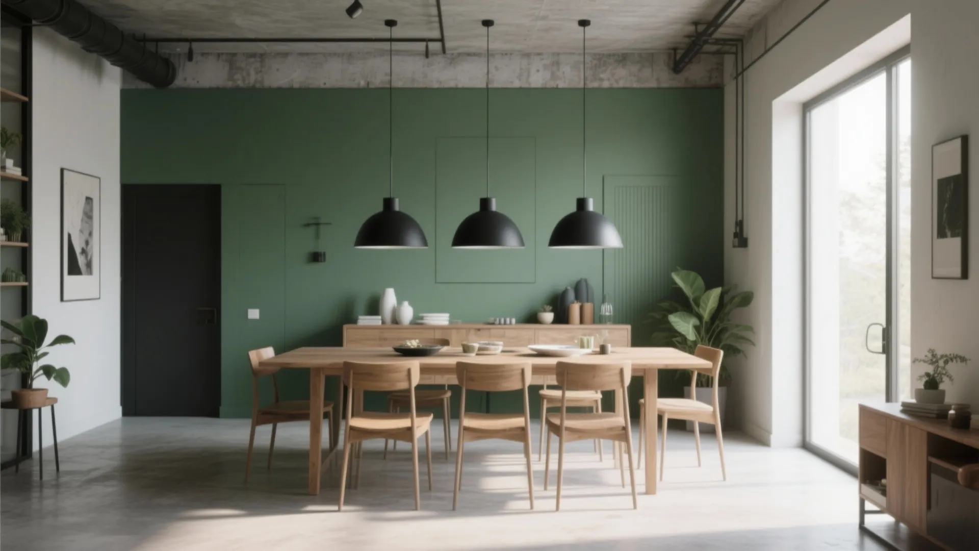 2. Sage Green & Matte Black Contrast