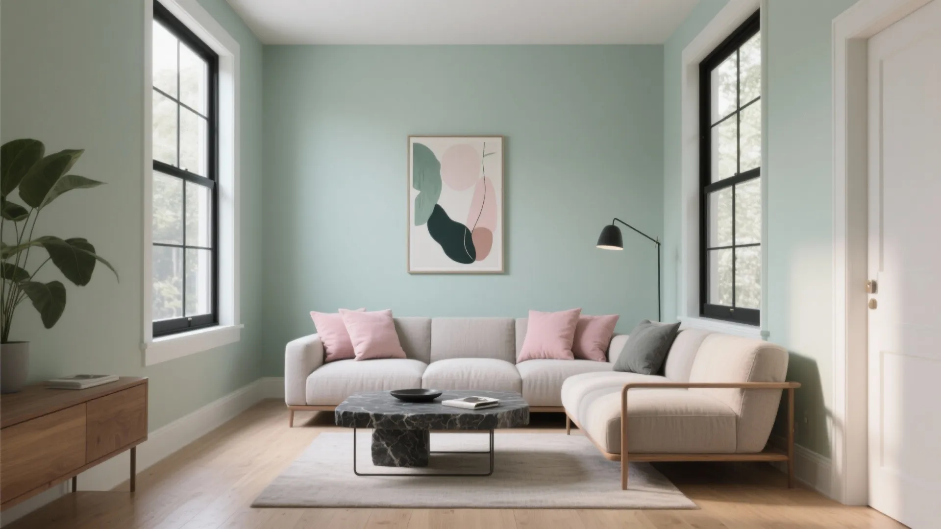Sage + Blush + Charcoal: Airy modern with a grounded edge