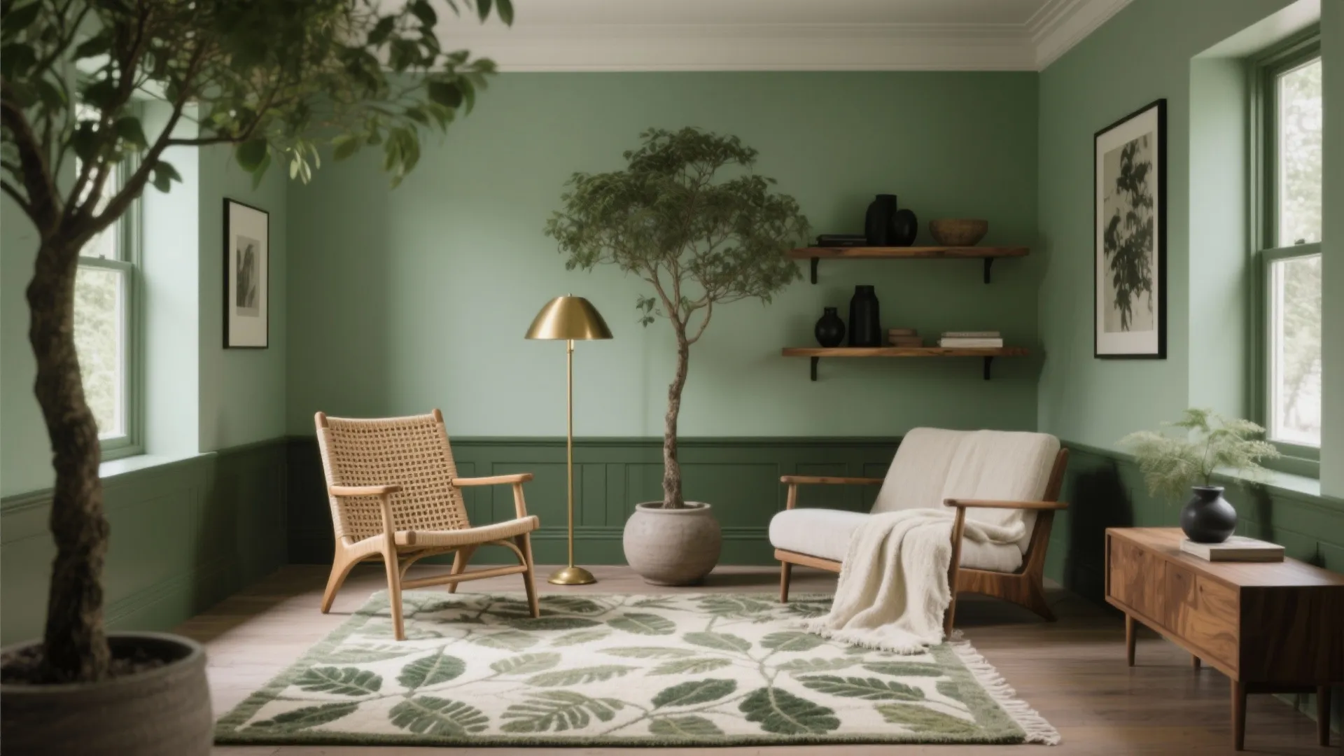 Sage Green Calm with Botanical Layers