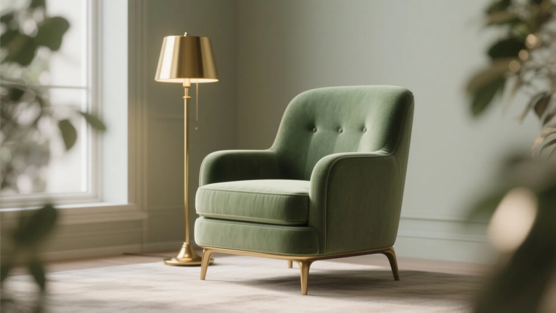 3. Sage Green and Brass Accents