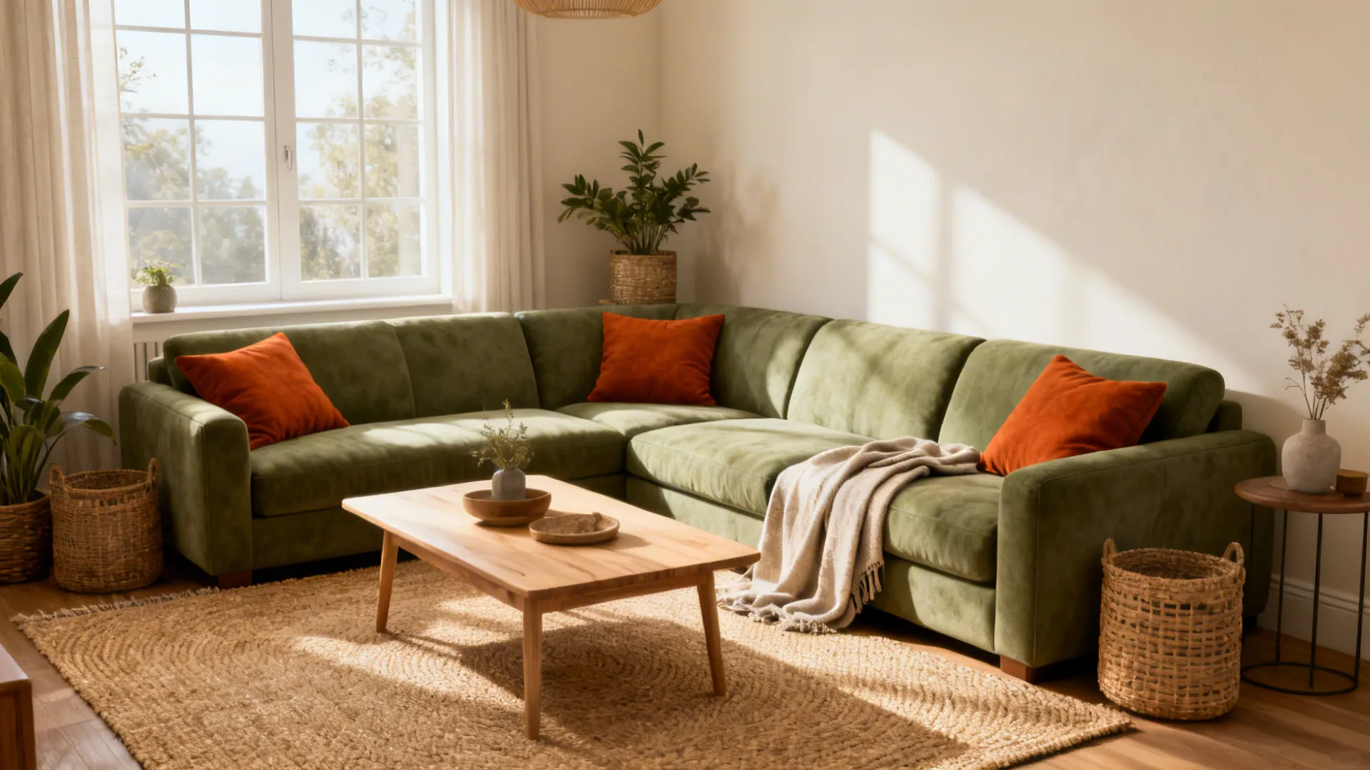 5 Sage Green & Burnt Orange Living Room Ideas