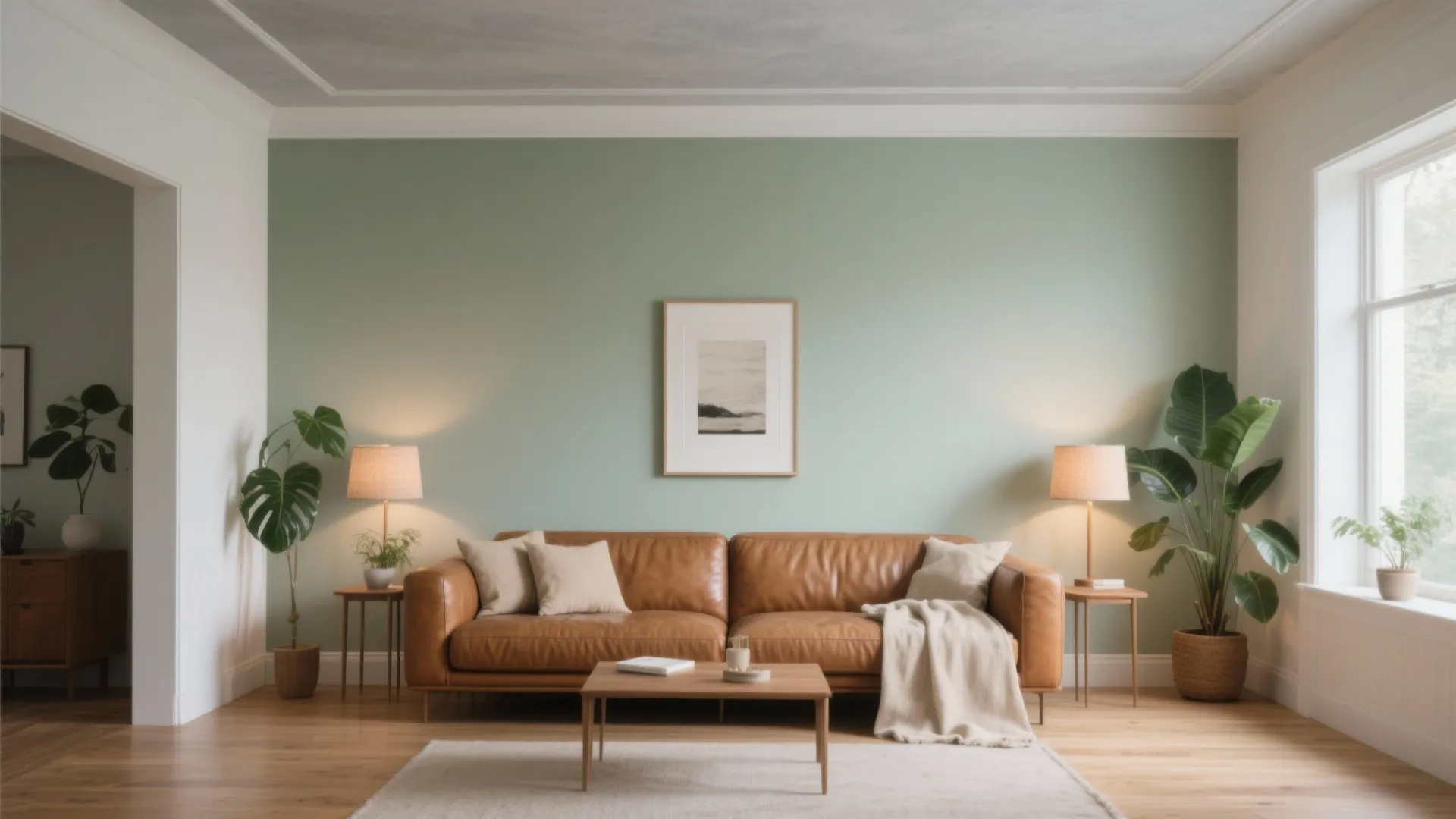 Muted Sage Green Accent Ceiling