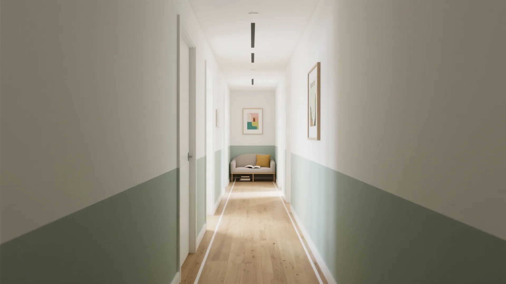 Accent color bands and wayfinding lines