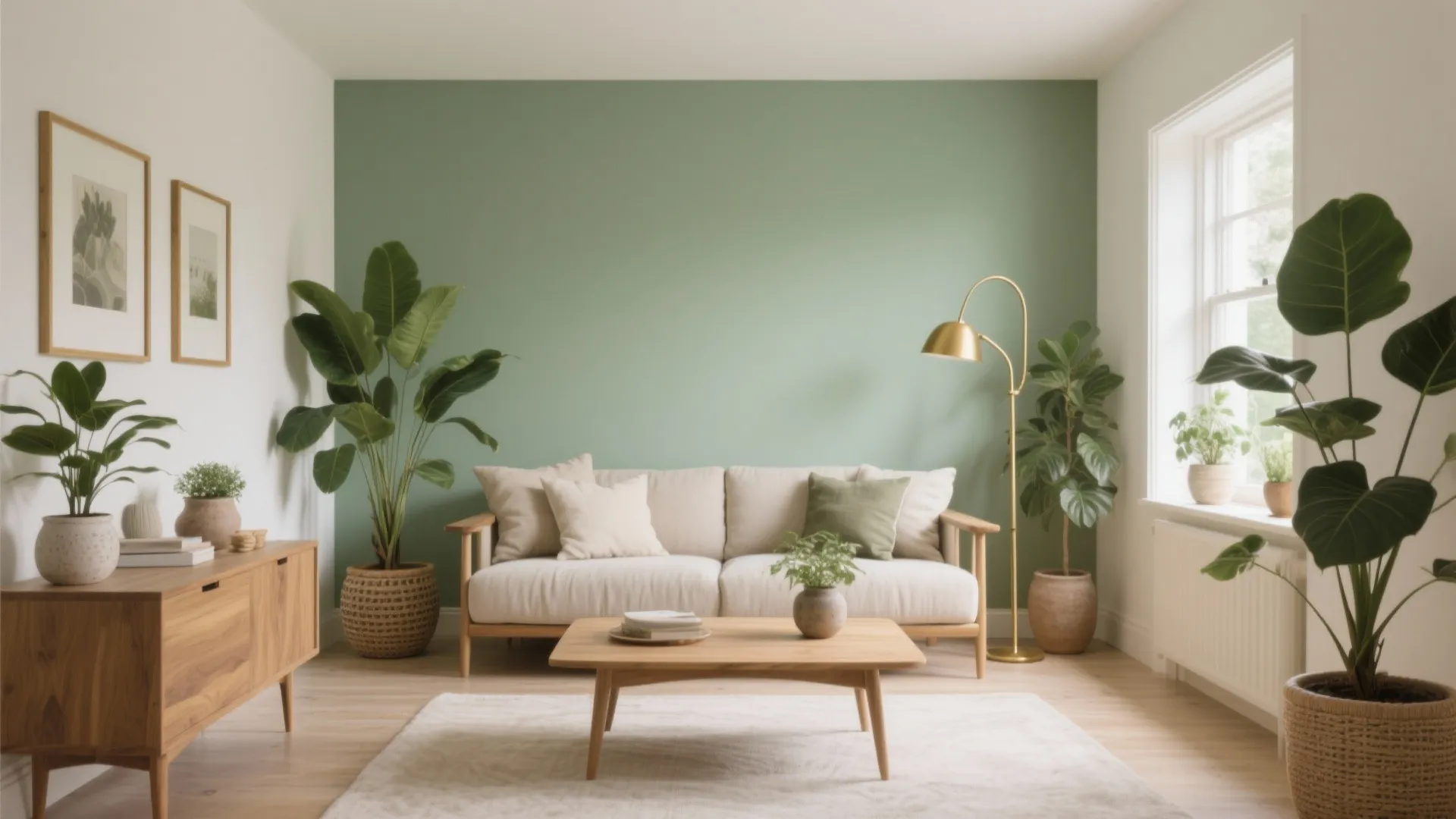 Sage Green + Cream + Brass Accents (Biophilic Refresh)