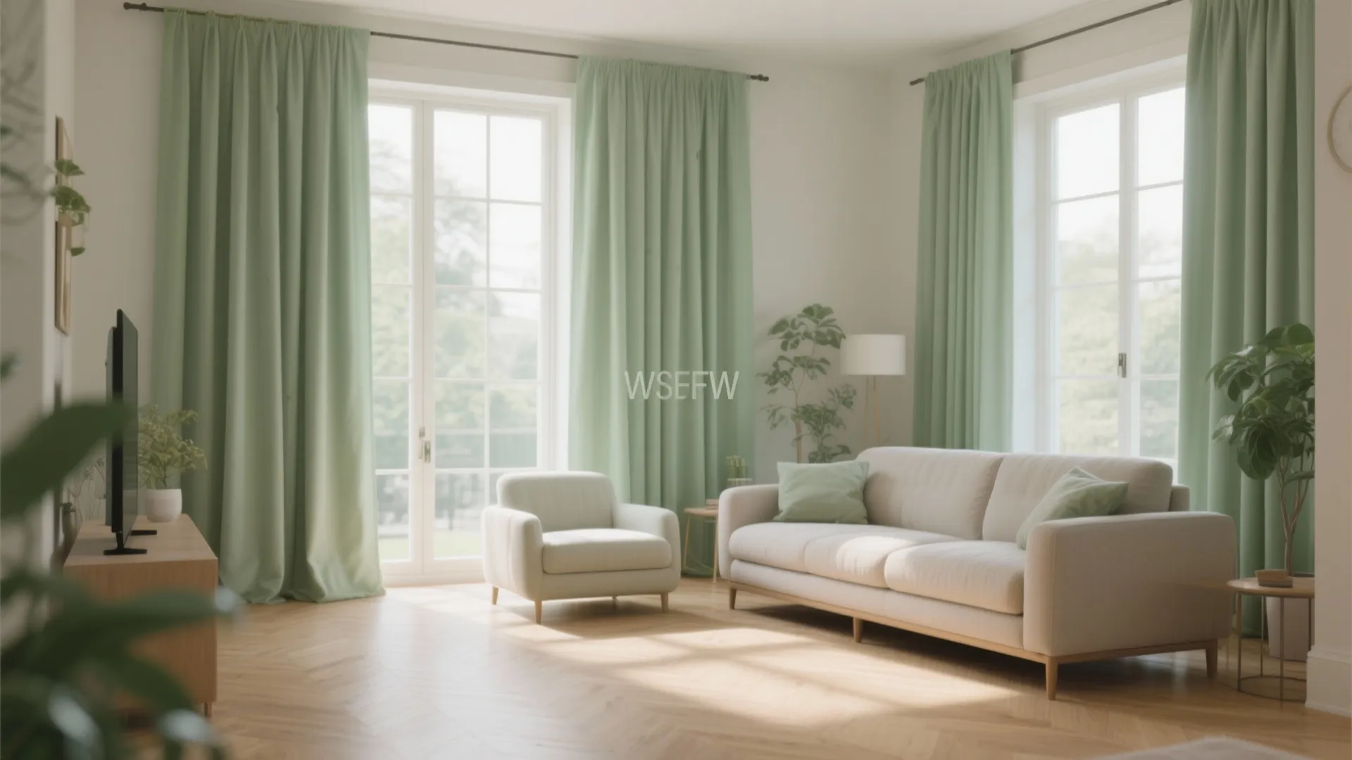 9. Sage Green Curtains for Soft Frames