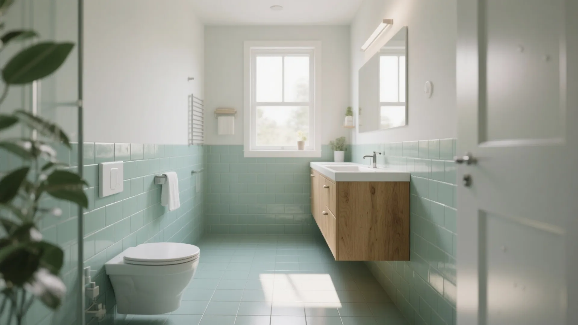 2. Mint or Sage for Light, Airy Small Baths