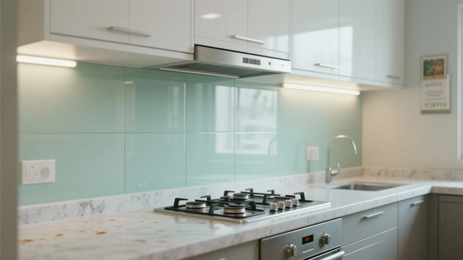 Glass Backsplash for Light and Easy Clean