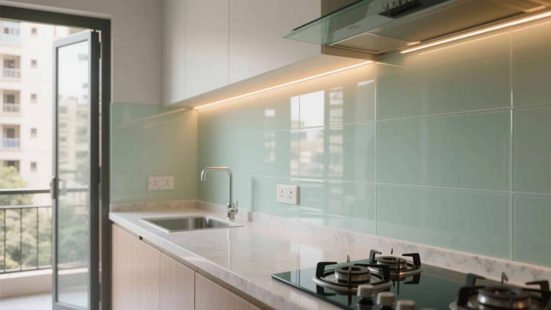 Glass Backsplash for Light and Depth