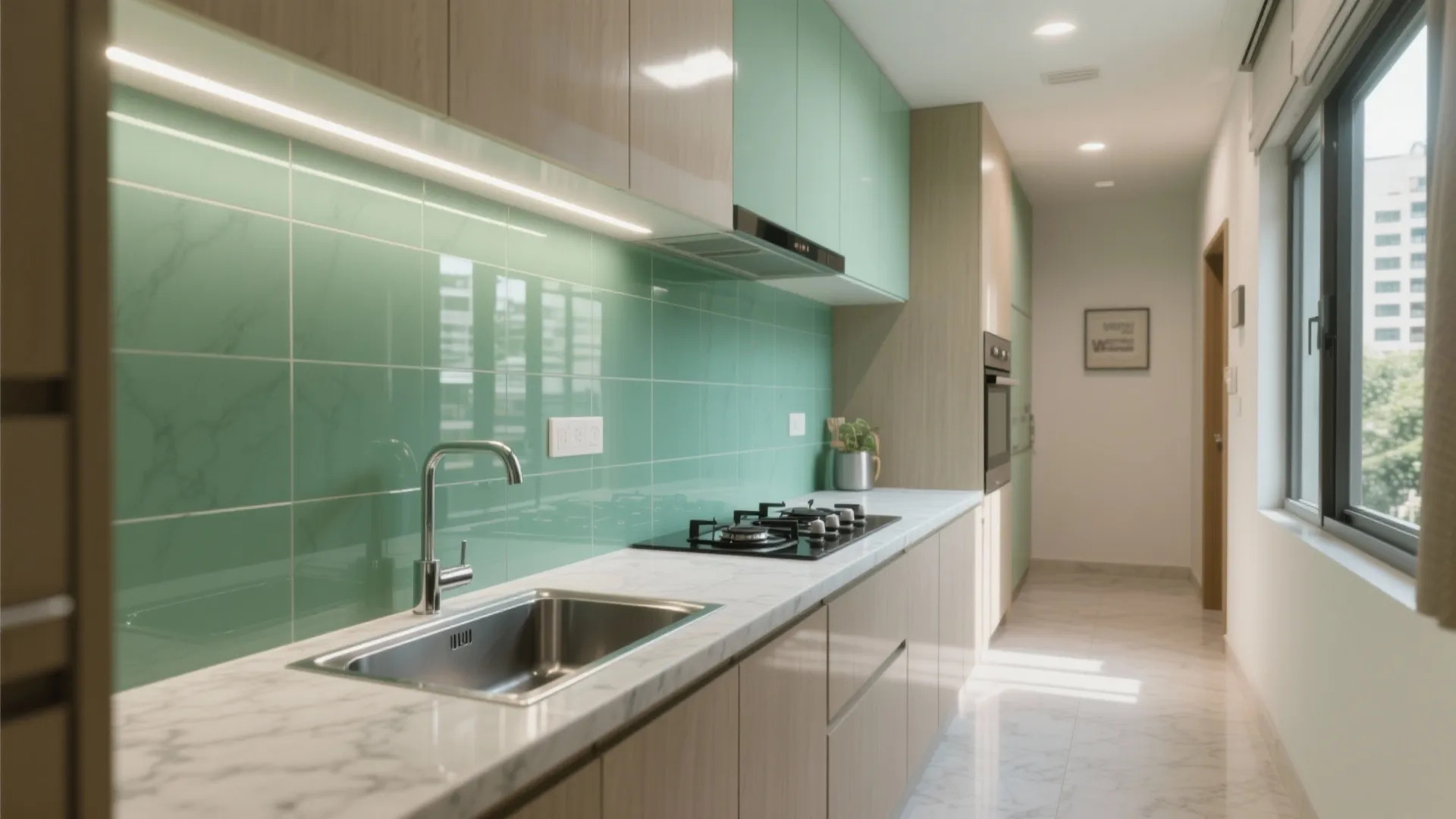 Glass Backsplash for Light and Depth