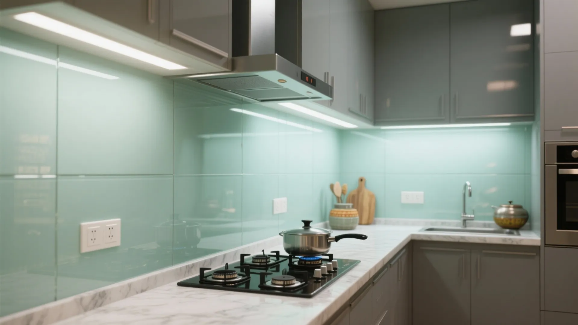 Glass Backsplash for Light and Easy Cleaning