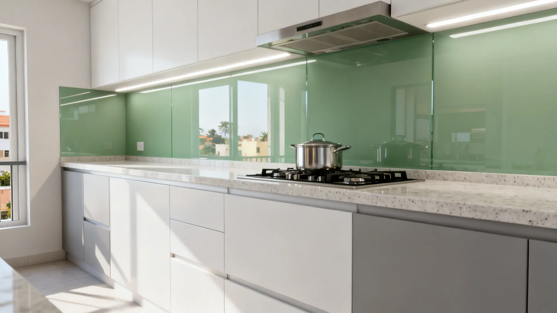 Glass Backsplash for Light and Easy Cleaning