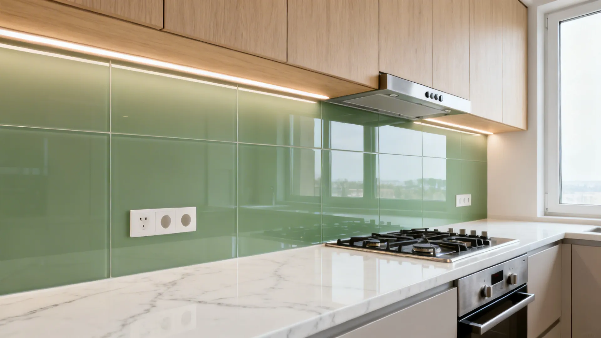 Glass Backsplash for Light and Depth