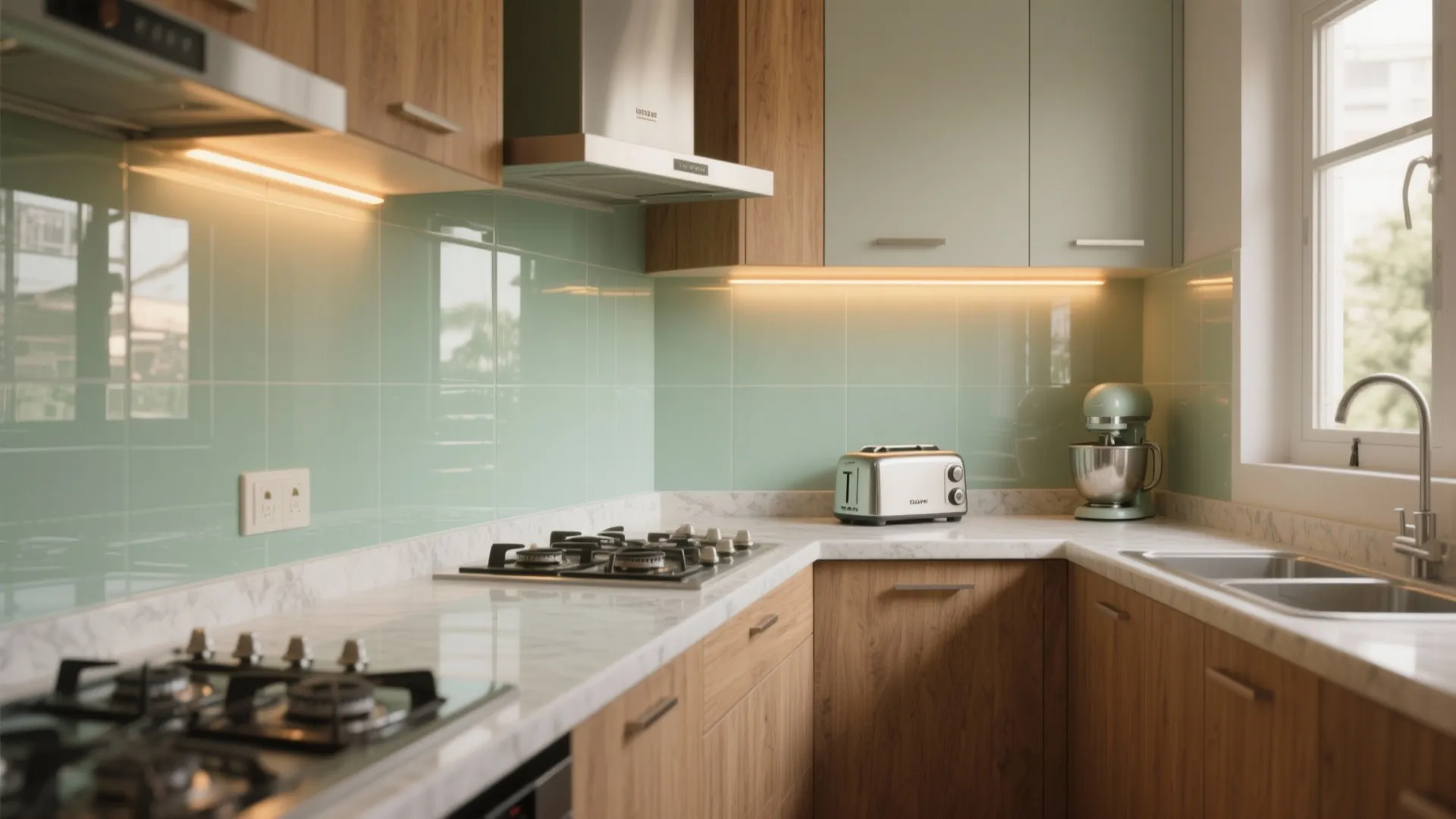 Glass Backsplash for Light and Depth