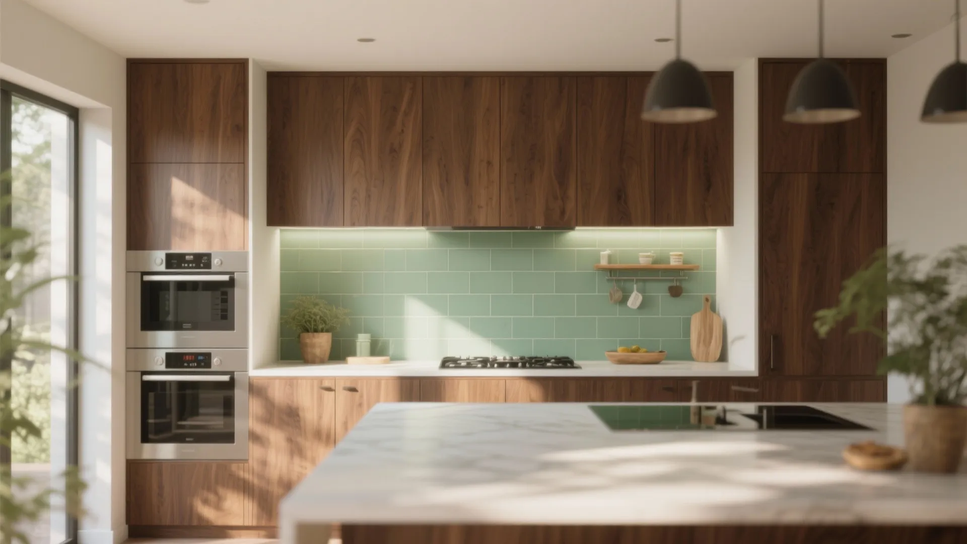 2. Sage Green Backsplash