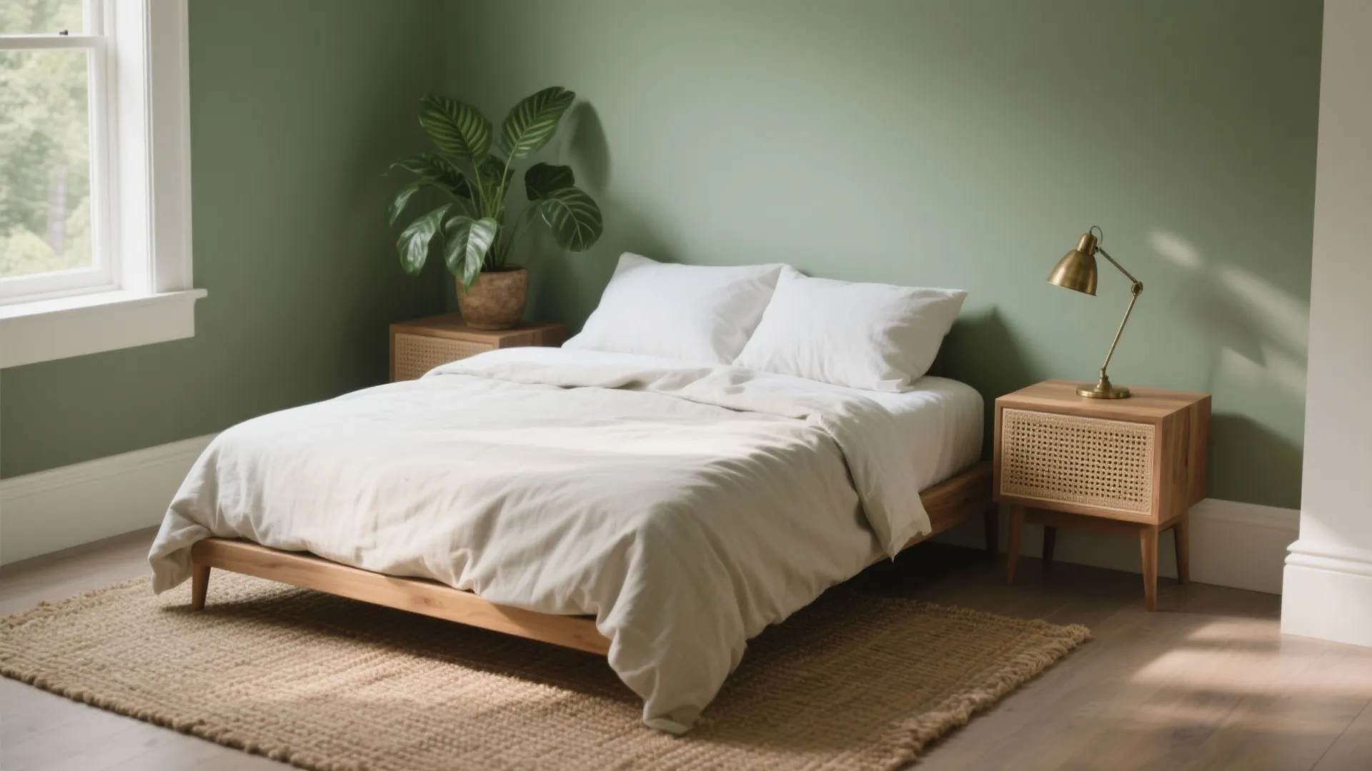 Earthy Sage Green with Wood Tones