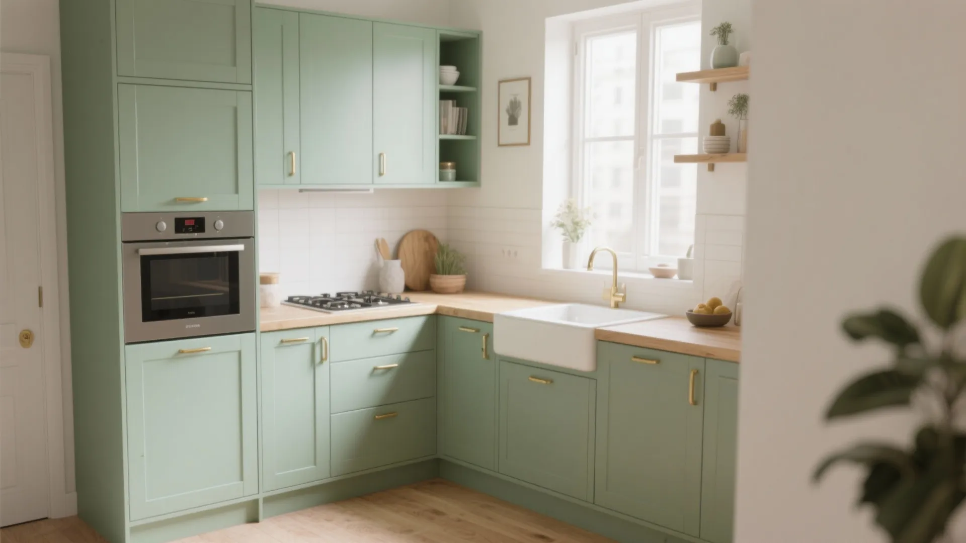 1. Sage Green Cabinets