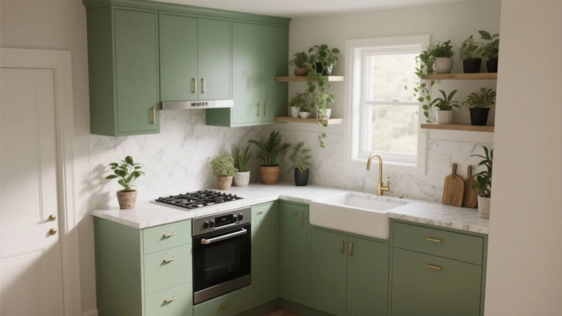 3. Sage Green Cabinets