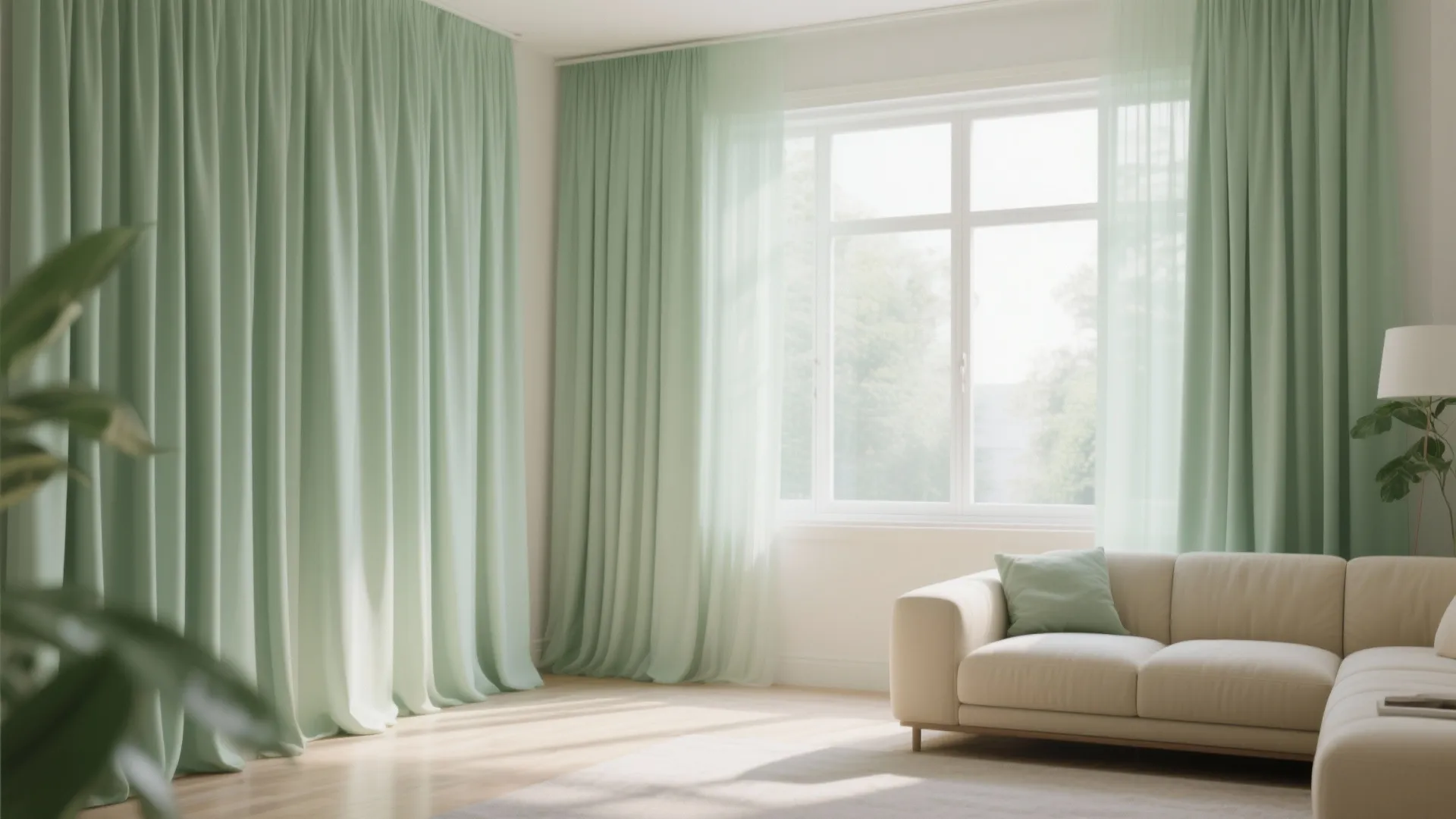 8. Soft Sage Green Curtains