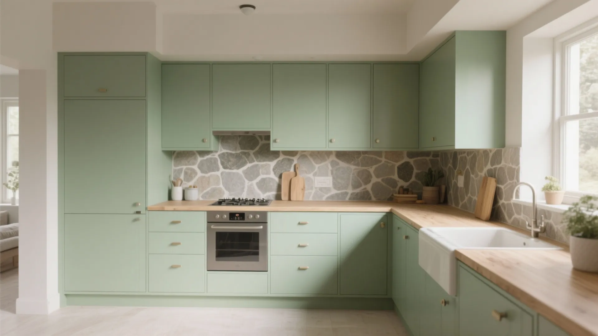 Sage Green Built-in Cabinets