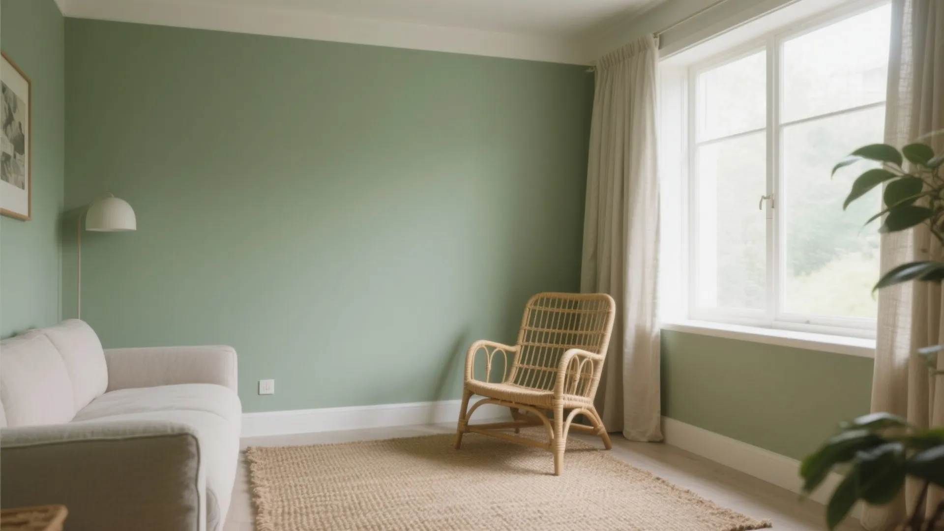 1. Sage Green Walls with Natural Textures