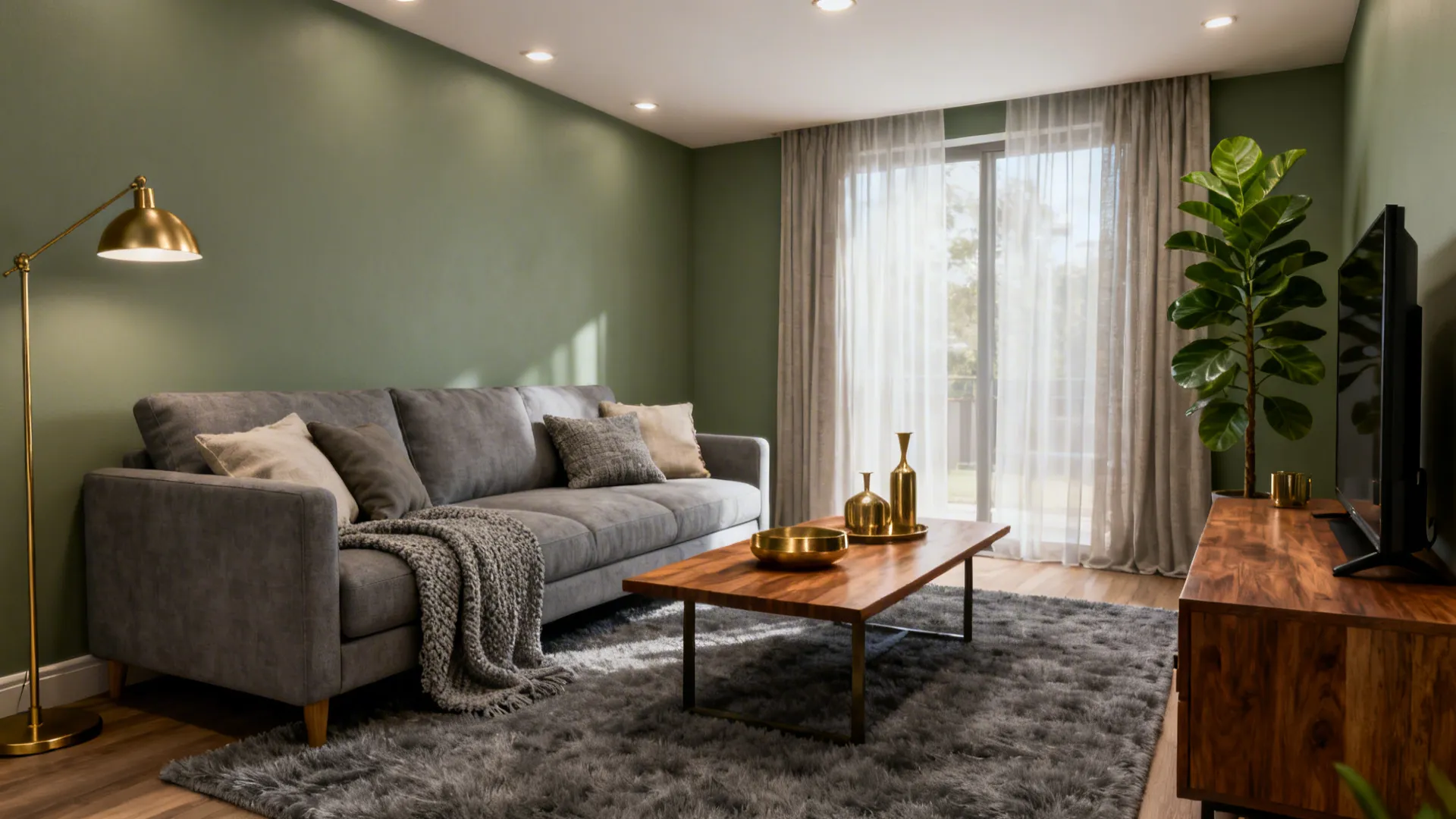 Sage Green & Grey Living Room Ideas