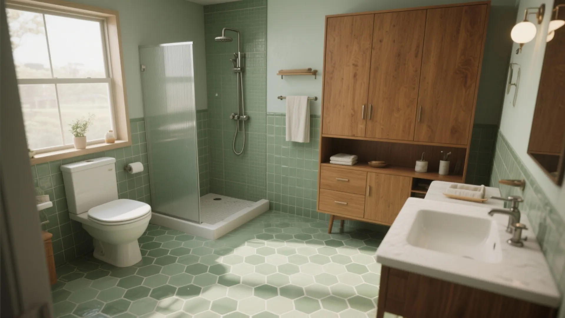 4. Hex Tiles for Mid-Century Vibes