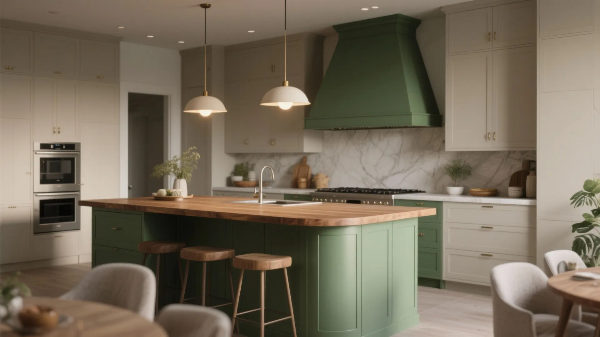 3. Accent island in sage for a focal point