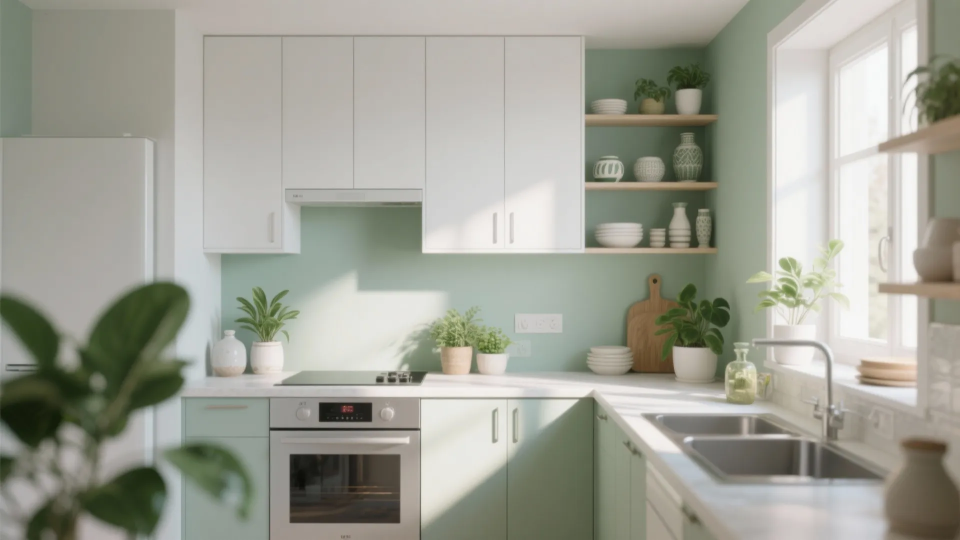 2. Soft Sage for Calm and Contrast