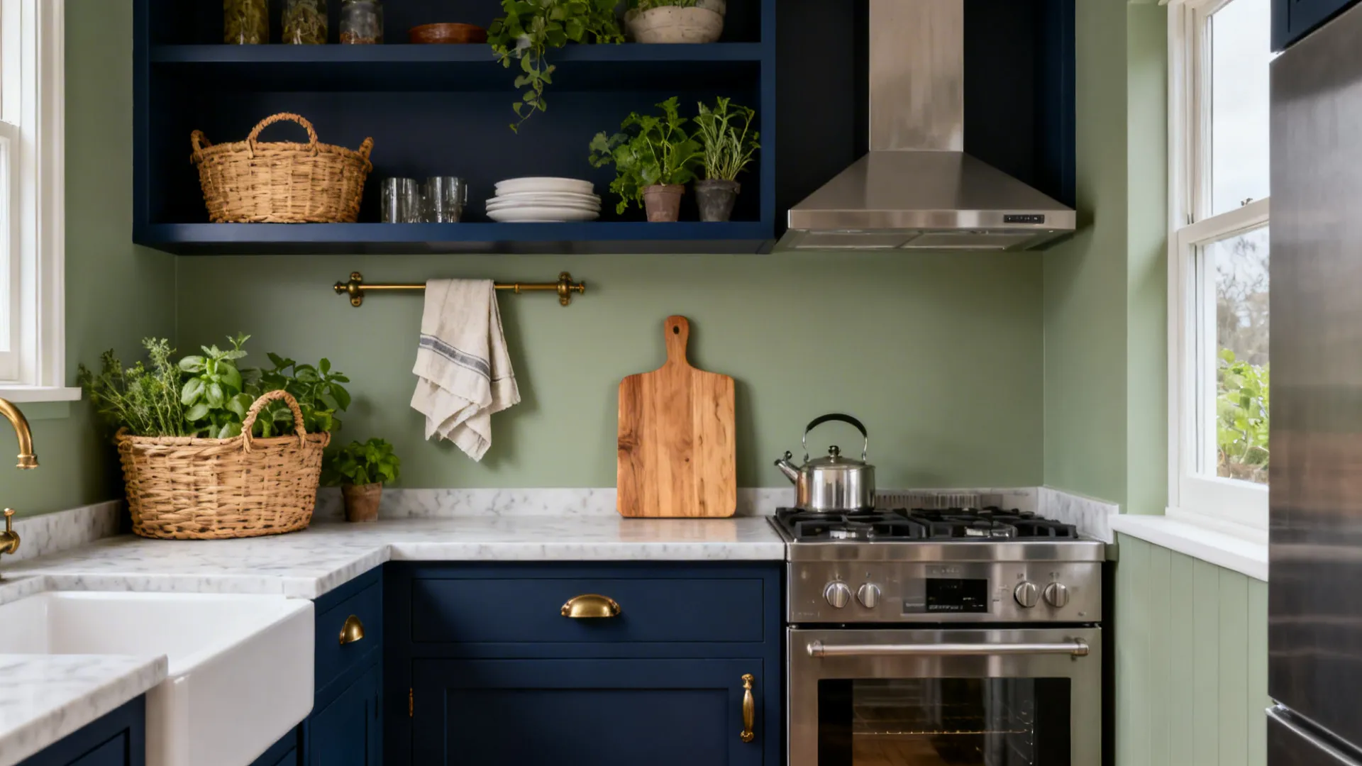 Sage Green + Navy: Earthy Balance with Soft Contrast