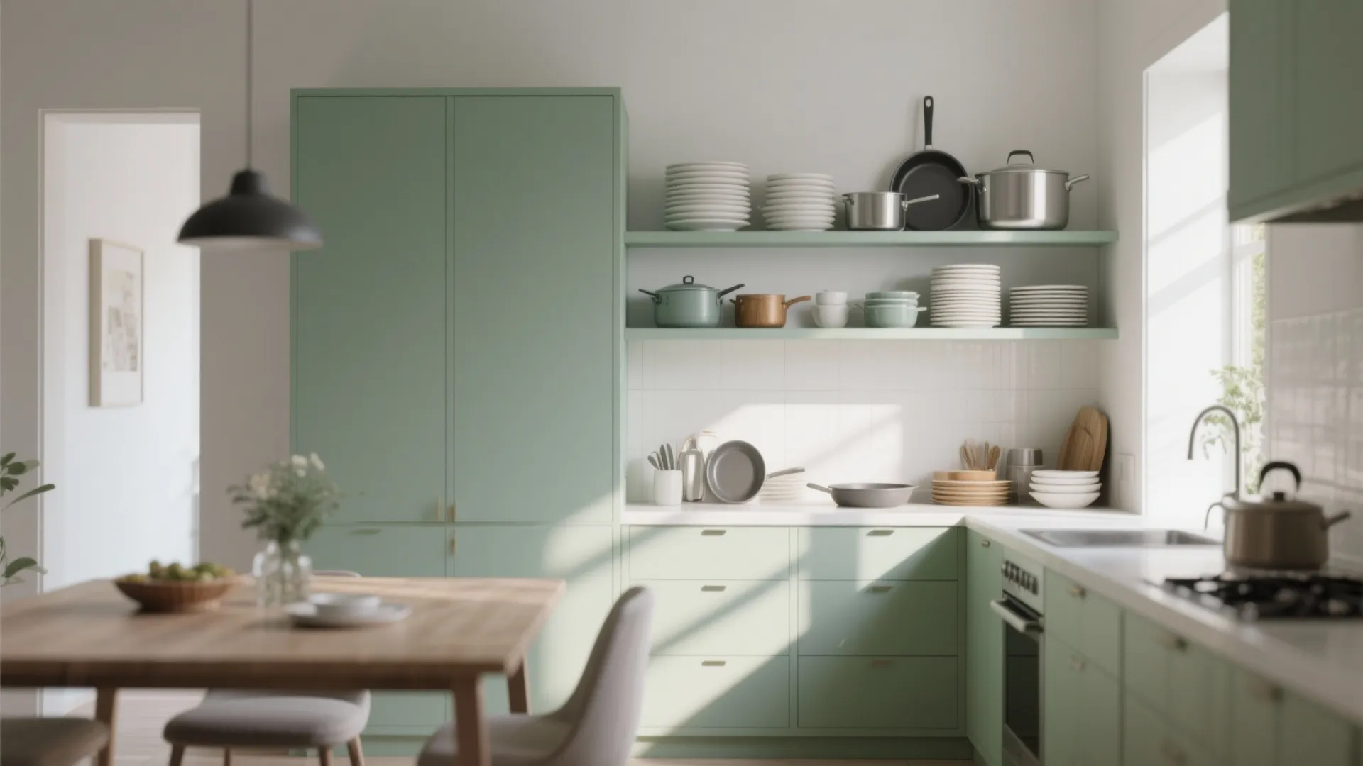 6. Add Sage Open Shelving