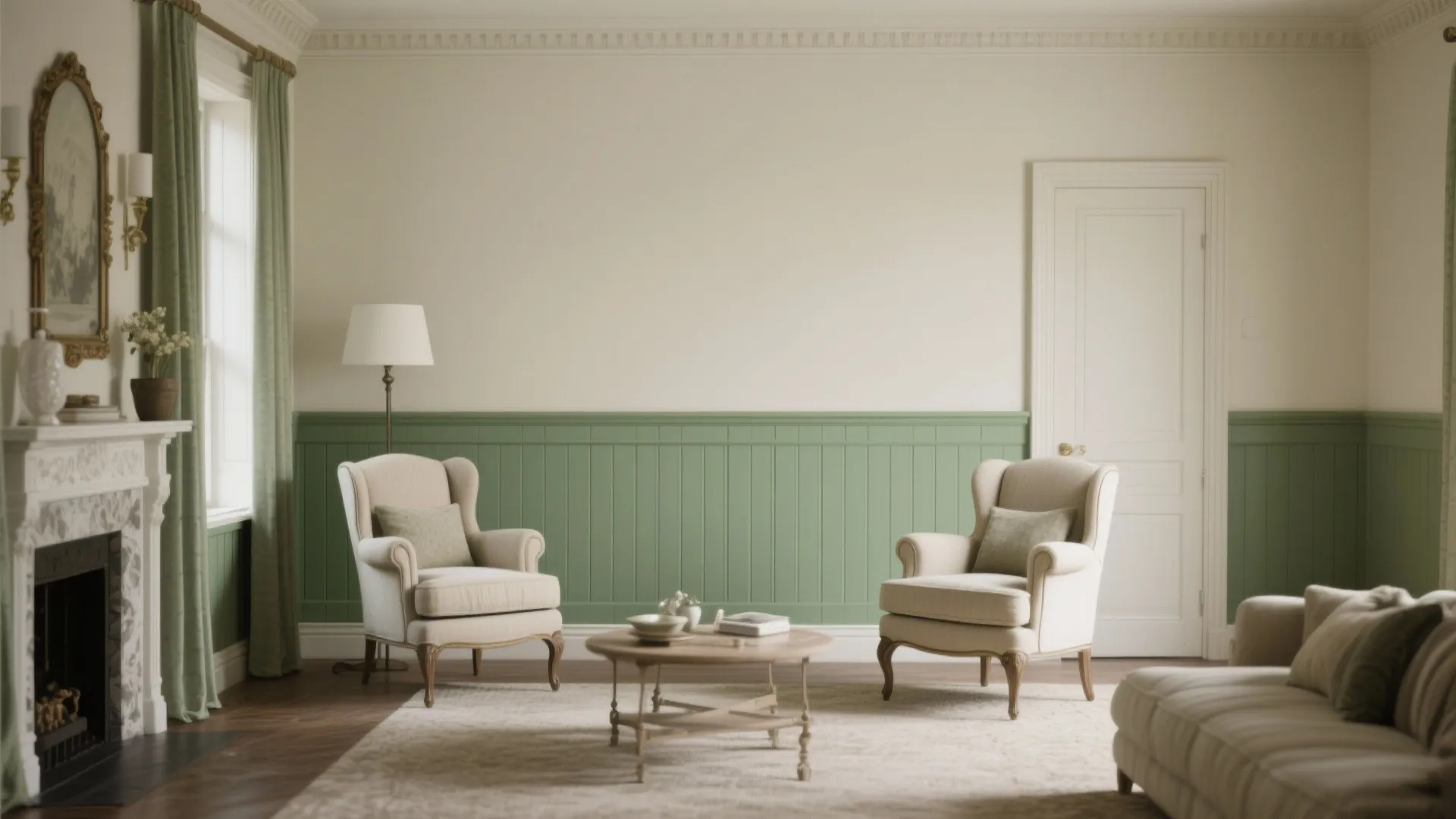 8. Sage Green Paneling for a Classic Touch