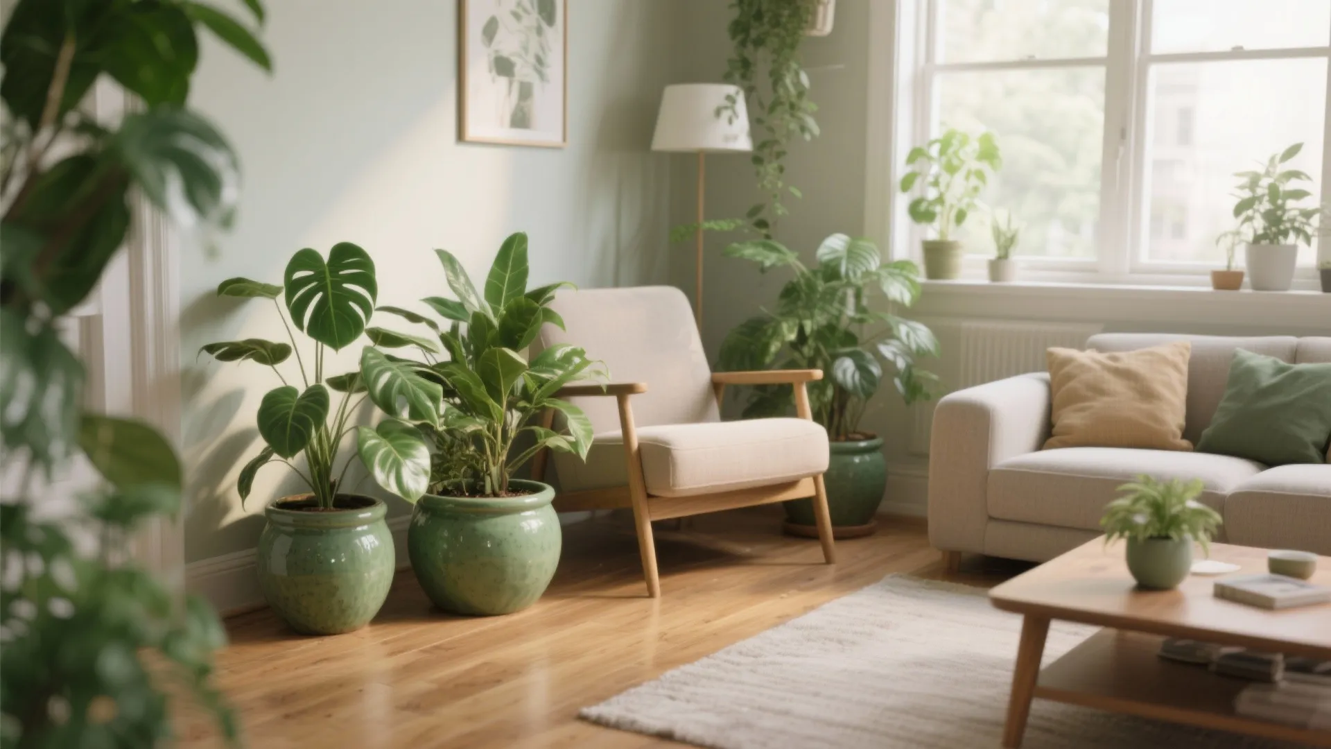 4. Botanical Corners with Sage Green Planters