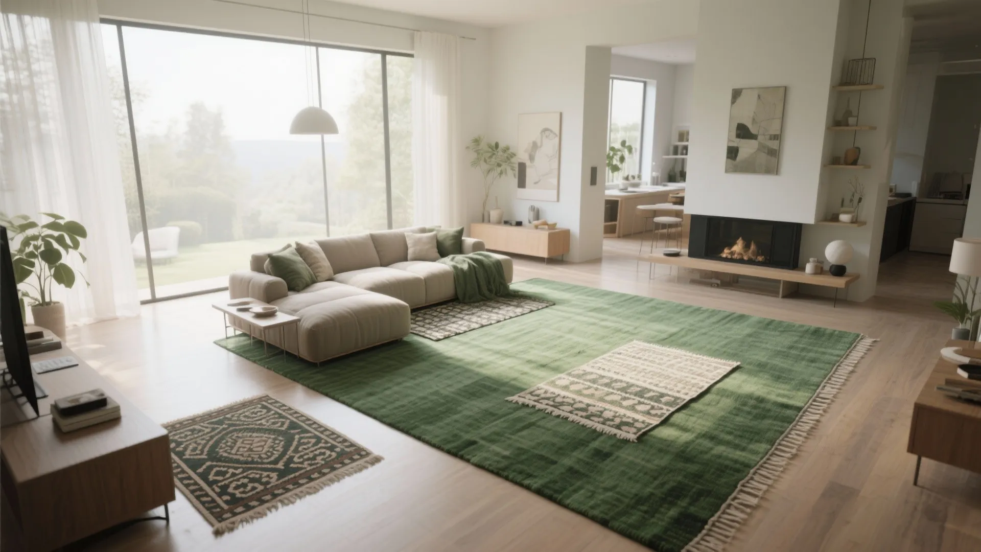 9. Sage Green Rugs as a Color Anchor