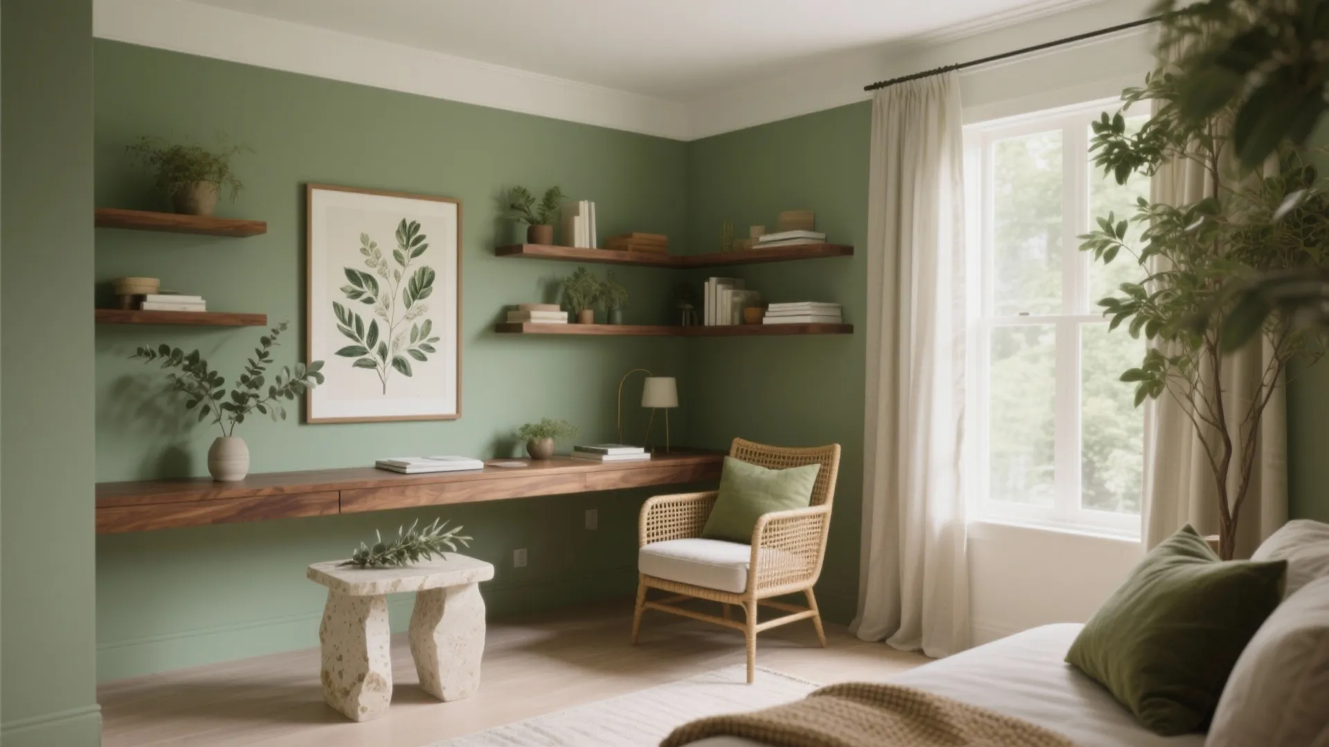 Biophilic Greens: Olive, Sage, and Wood