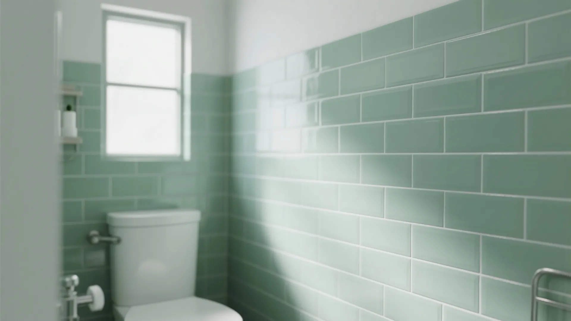 1. Sage Green Subway Tiles with White Grout