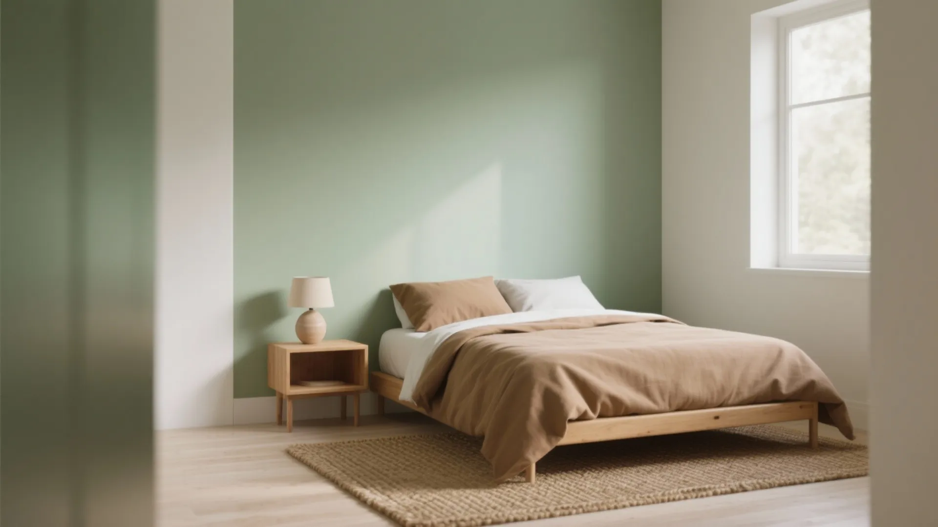2. Soft Sage and Tan Minimalism