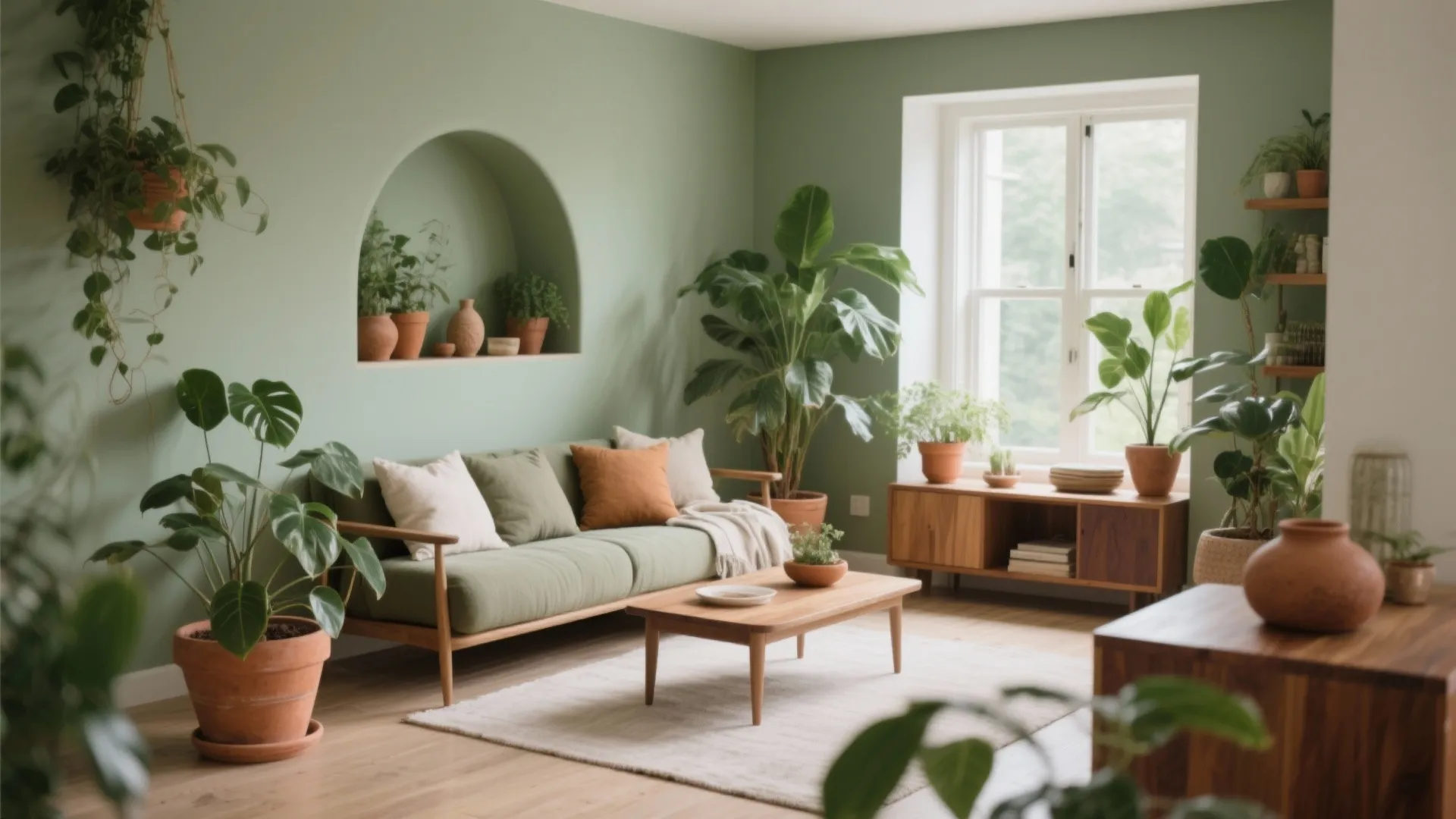 Biophilic Greens and Earthy Terracotta