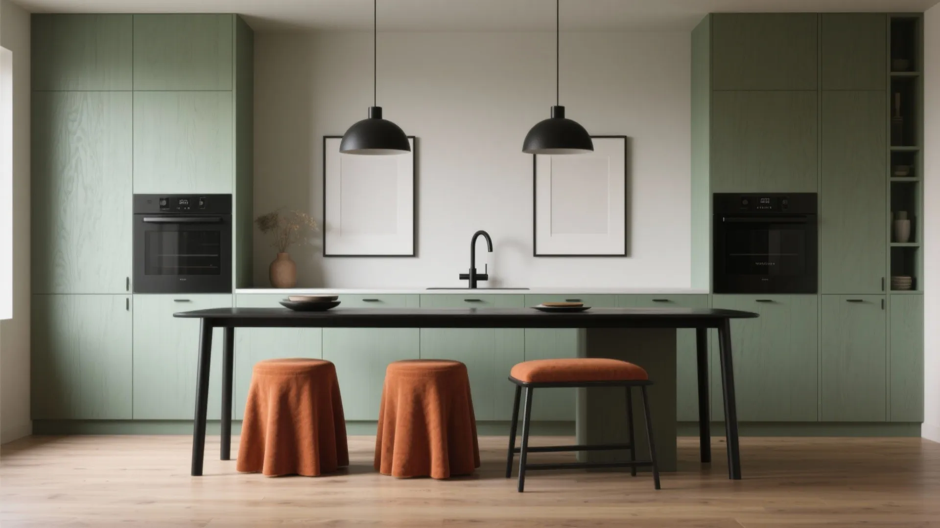 Idea 2: Sage + Terracotta + Matte Black — Earthy and Modern