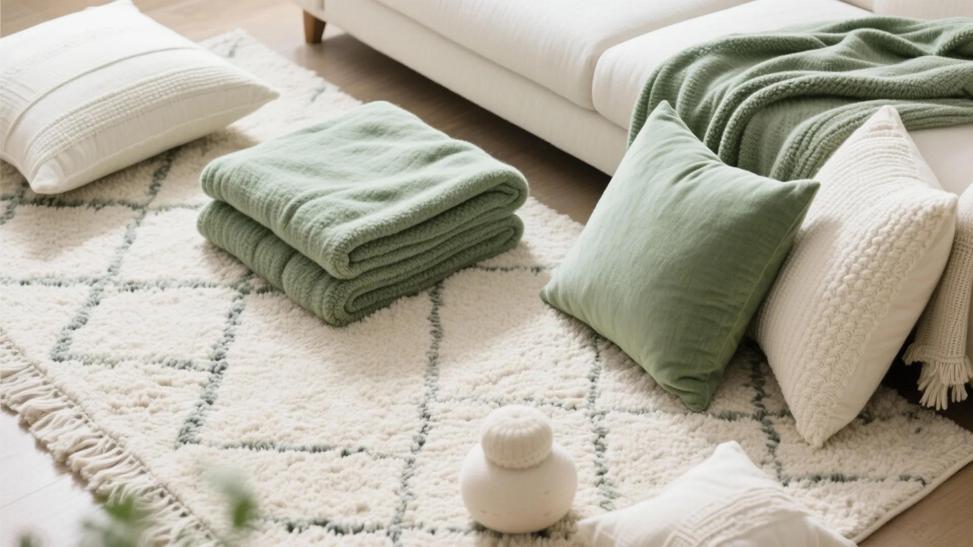 4. Layered Sage Green Textiles