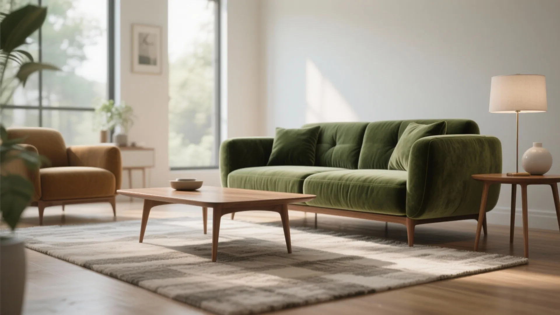 2. Sage Green Velvet Sofa