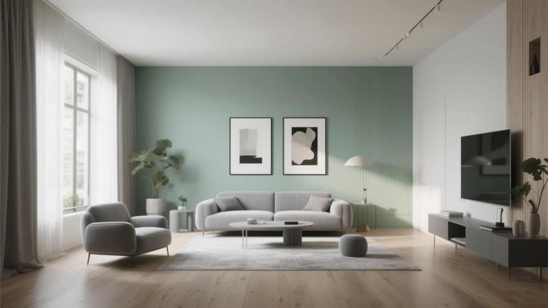 2. Green Feature Wall to Highlight Artwork