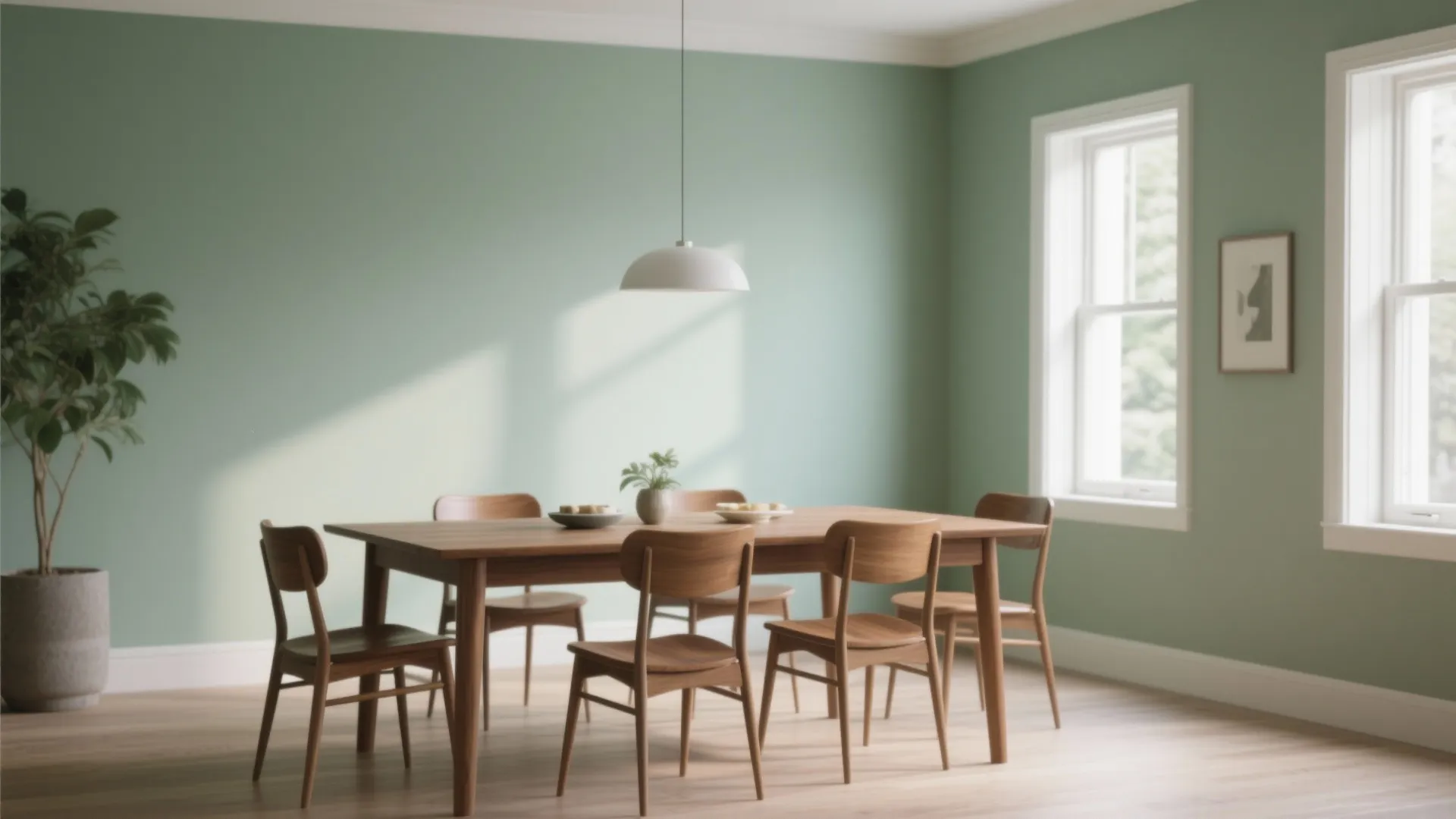 1. Pair Sage Walls with Warm Wood