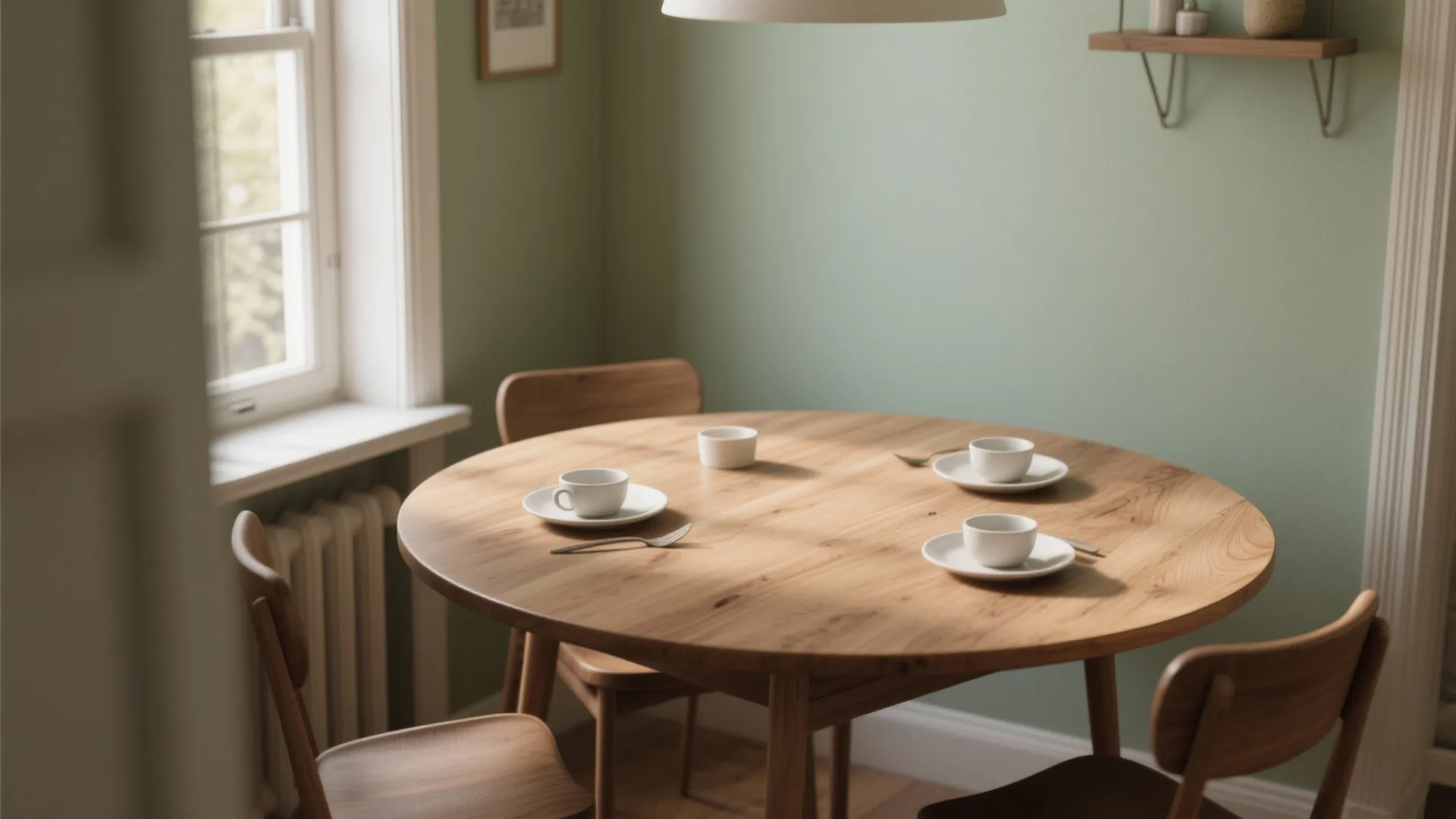 1. Soft Sage with Warm Wood